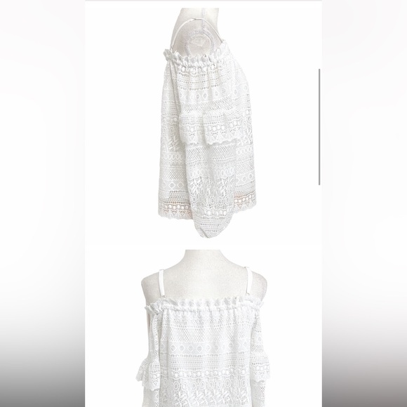 FINAL SALE Parker White Lace Off-Shoulder Top, size Small fits like Medium - Picture 2 of 7